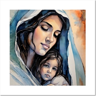 Holy Mary embracing for her son Posters and Art